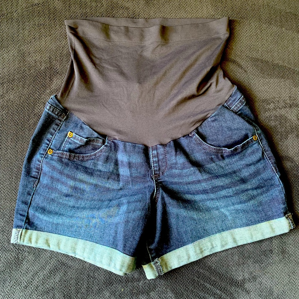 Dark Wash Maternity Shorts